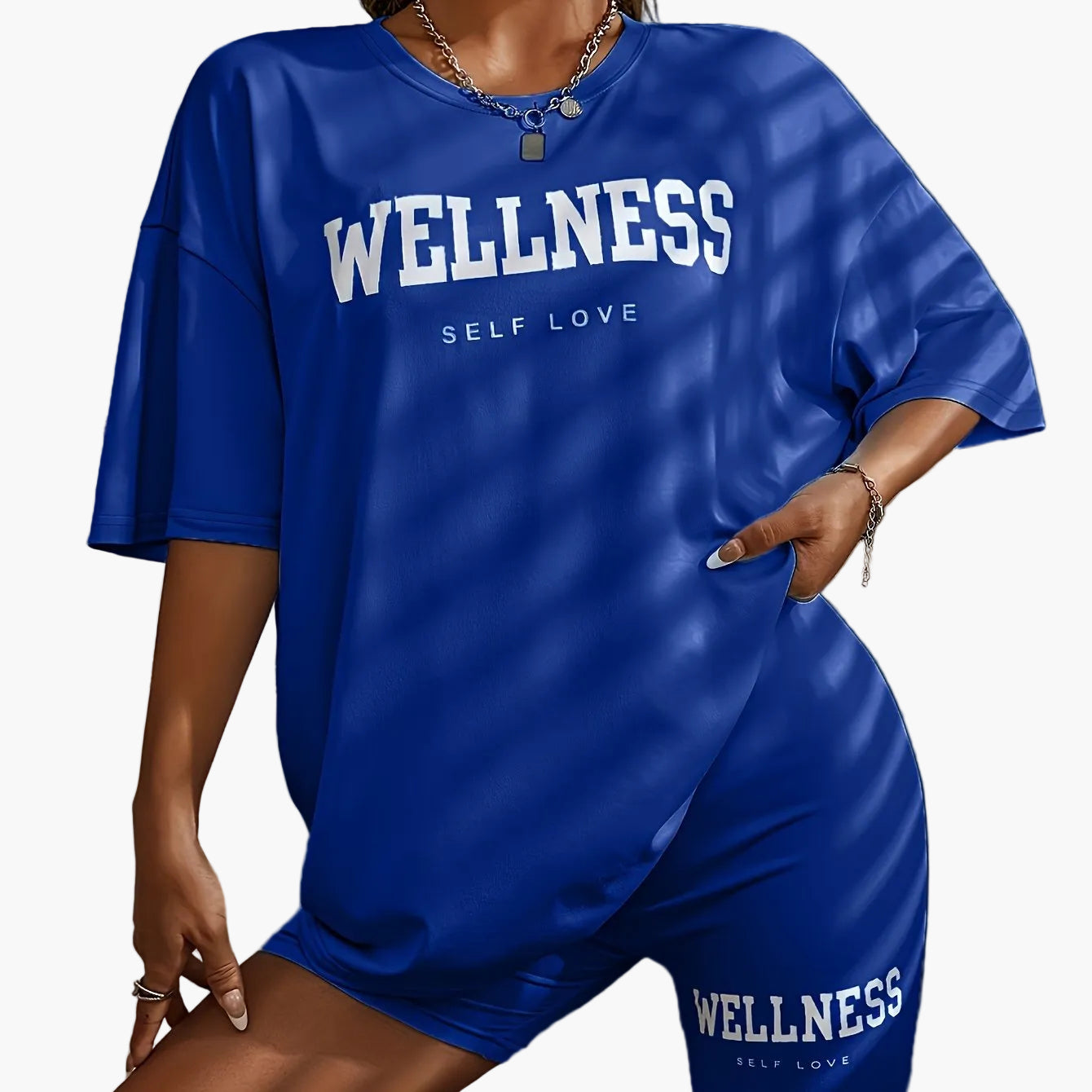 Wellness Self Love Damset – Avslappnad Lounge T-shirt och Shorts, Casual Vardagsträning