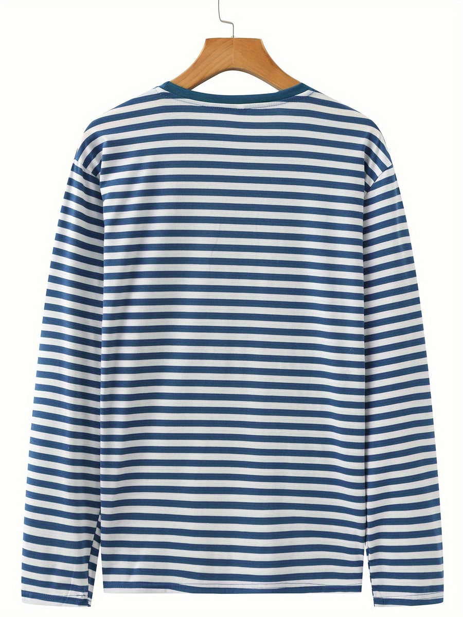 Randig långärmad t-shirt med rund hals