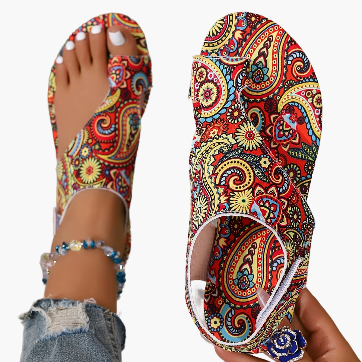 Dam Sandaler Boho Mönstrade Strand- och Sommarskor med Tribal Design