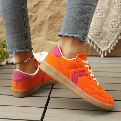 Dam Sneakers Retro Stil Färgblock Vardagsskor