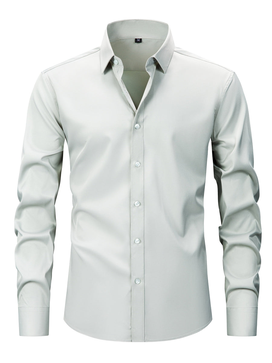 Herrskjorta Elegant Slim Fit Långärmad för Vardagsbruk och Fest