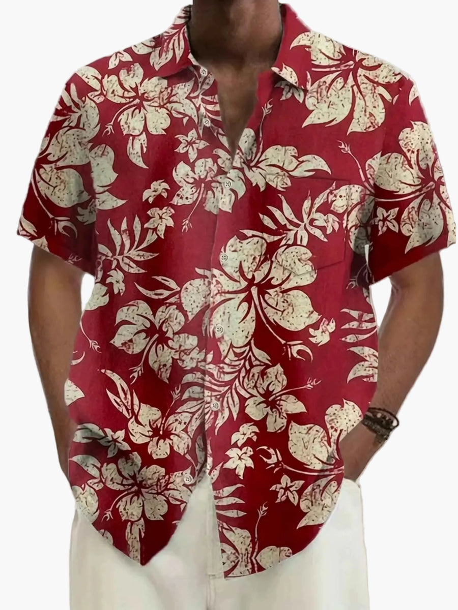Herr Skjorta Hawaii-Style Blommig Kortärmad Sommar Semester