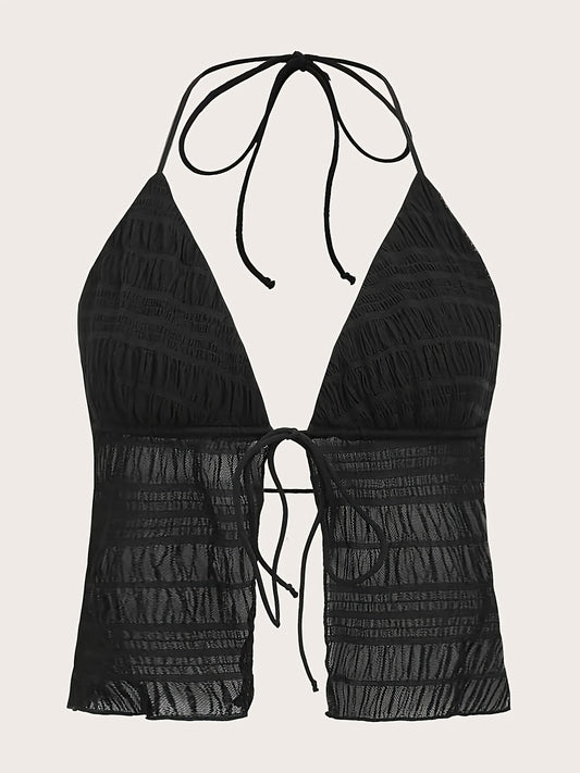 Dam Halterneck Ruched Party Camisole Topp – Trendigt Festmode