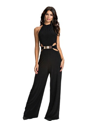 Amy – Långärmad Jumpsuit med Hög Hals och Utsvängda Byxor