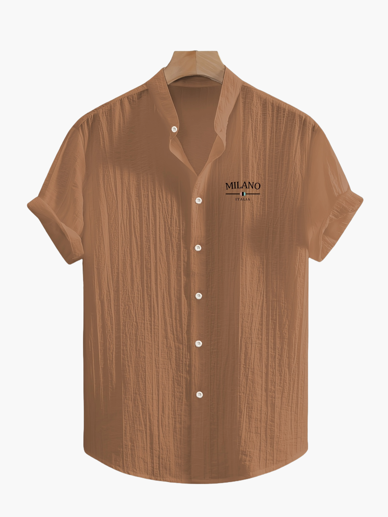 Herr Skjorta Milano Casual Med Ståkrage – Kortärmad, Elegant Sommarstil