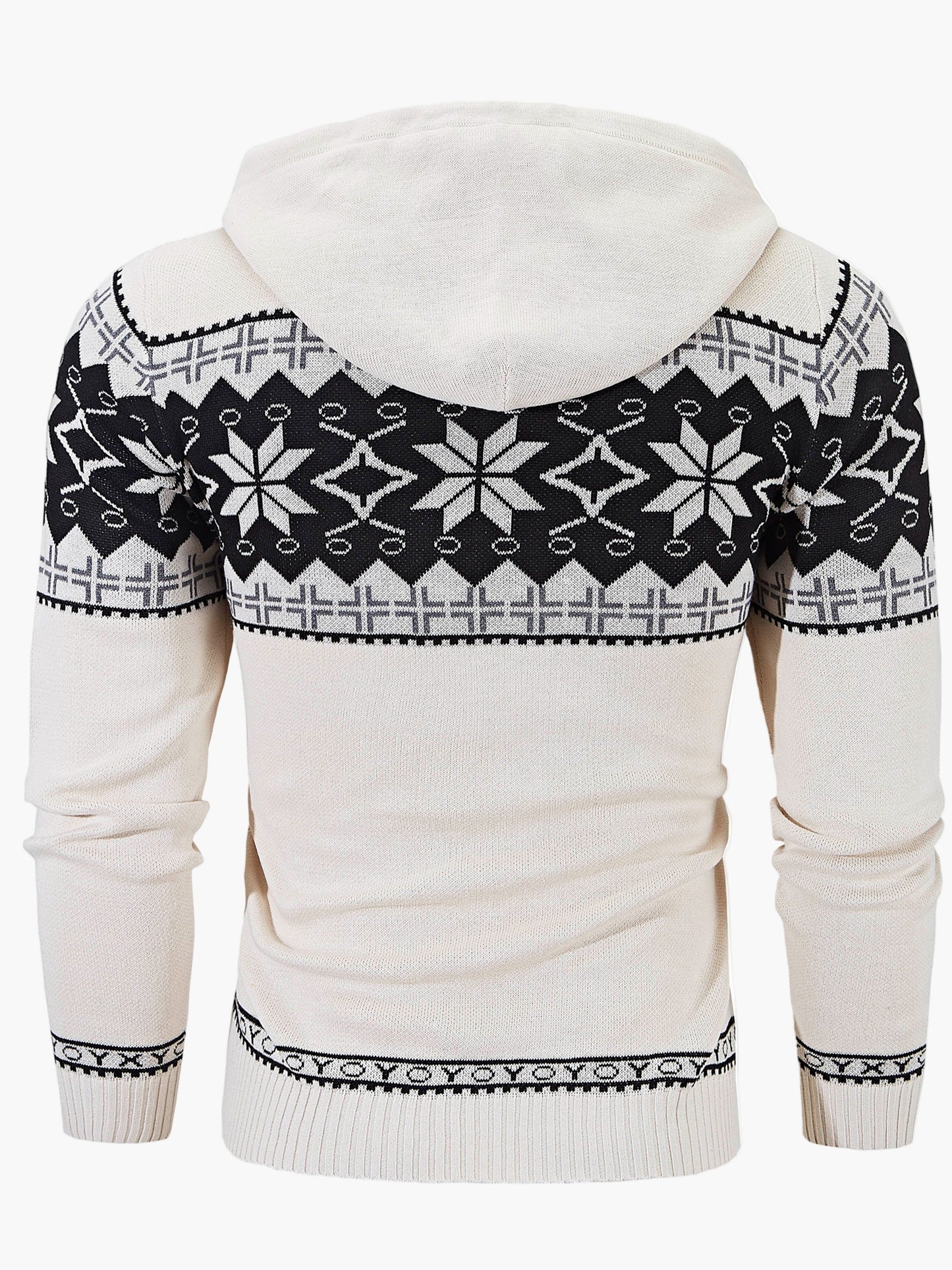 Herrtröja med huva och julmönster – casual stickad pullover för höst och vinter