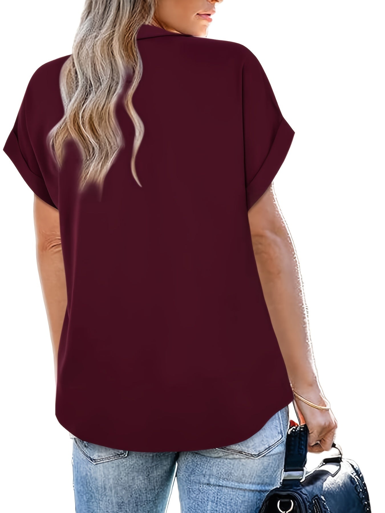 Dam Blus Elegant V-ringad Kortärmad Topp för Sommar Fritid