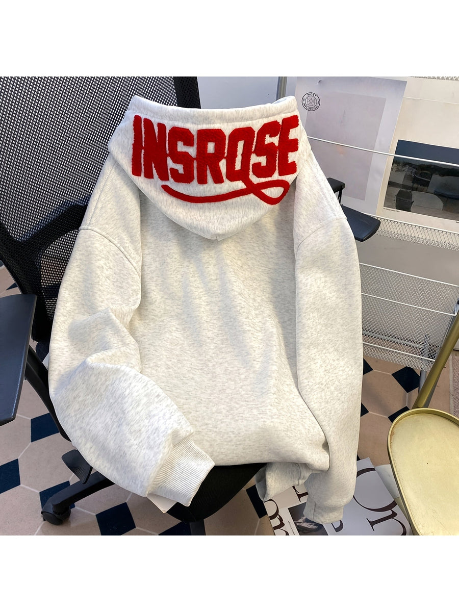 Hoodie med stor text på huva, unisex