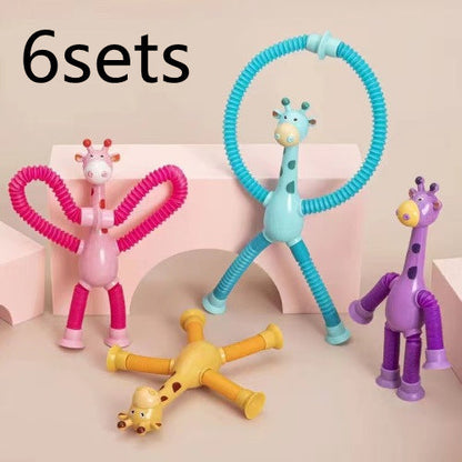 Barnleksak Giraff, Sugekopp & Teleskopisk Rör, Fidget Deformation, Pedagogisk Stressleksak
