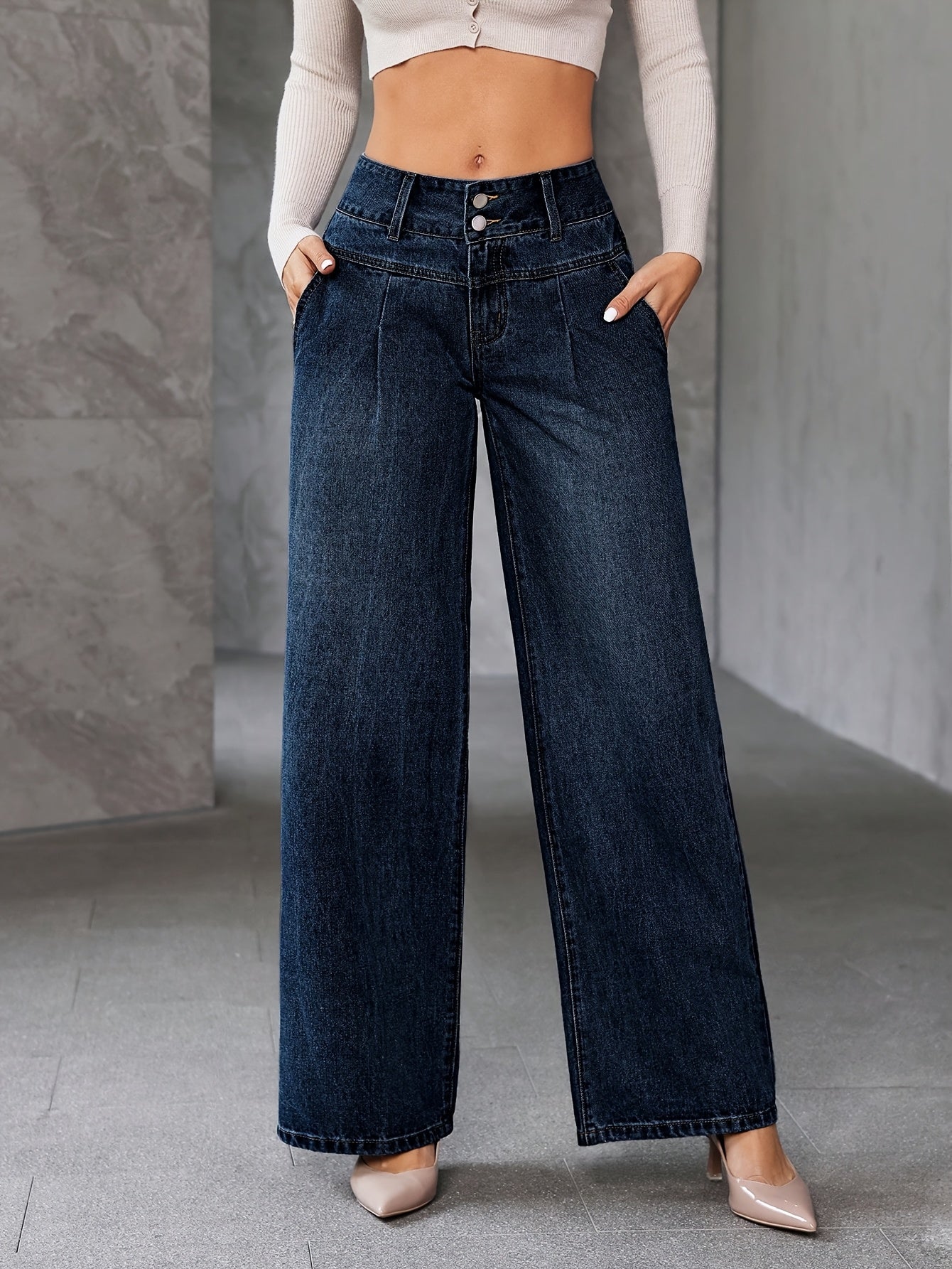 Dam Vida Byxor Hög Midja Vida Ben Casual Stil
