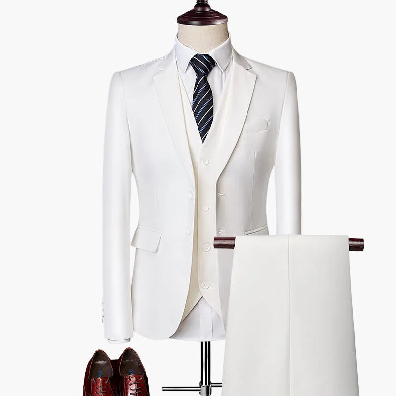 Herr Elegant 3-Delad Kostymset Slim Fit Formell Bröllop & Affär