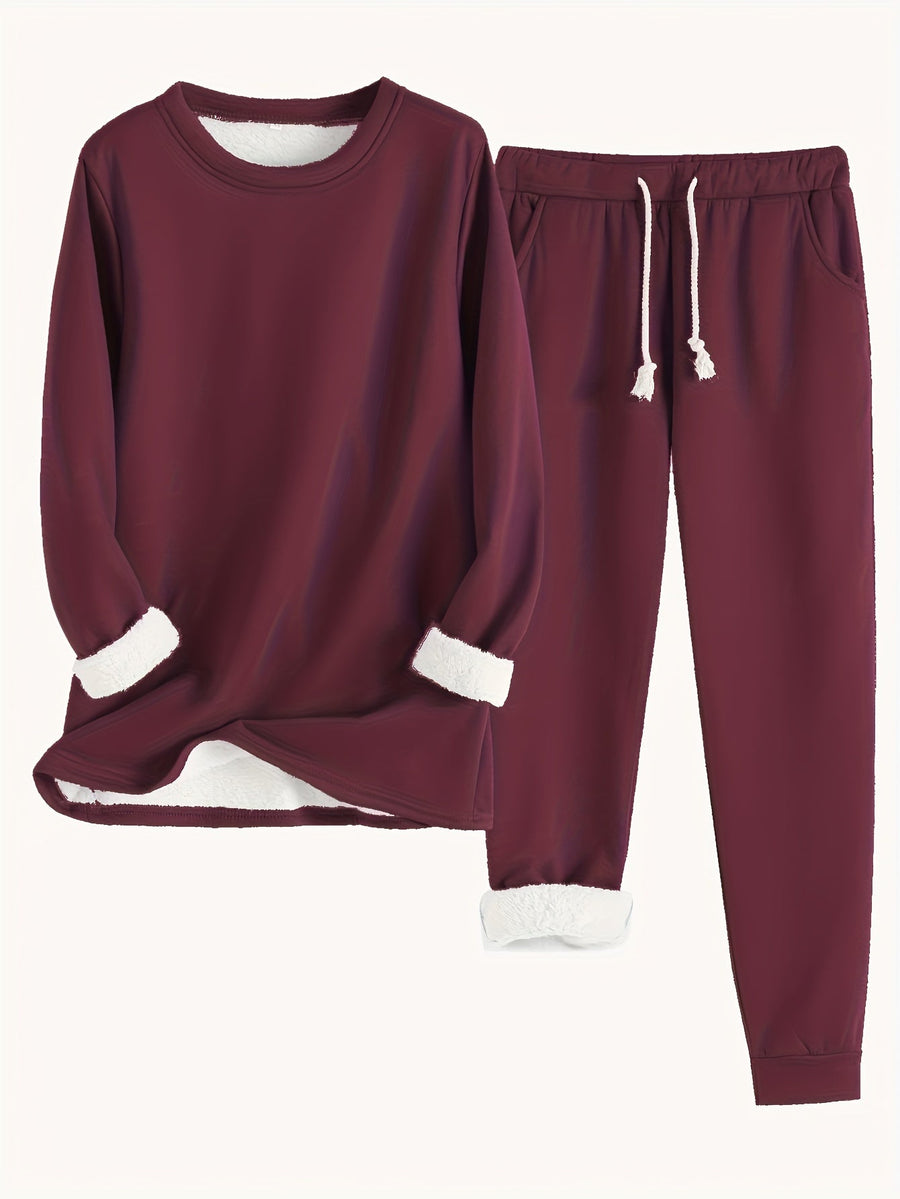 Women's Fleece-Lined Sweatshirt & Jogger Set