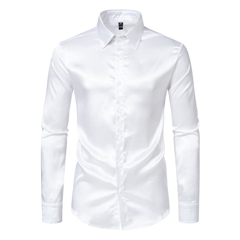 Ian – Satin skjorta i solid färg