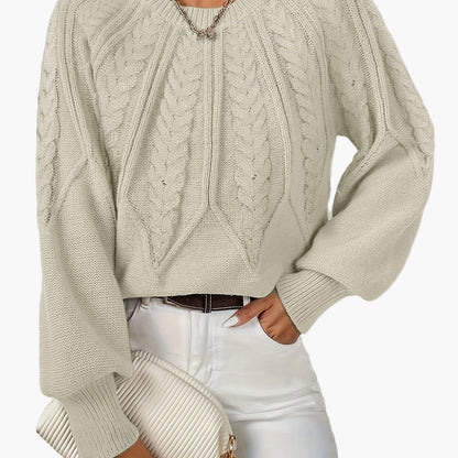 Damstickad Elegant Tröja med Kabelmönster för Vardag och Kontor