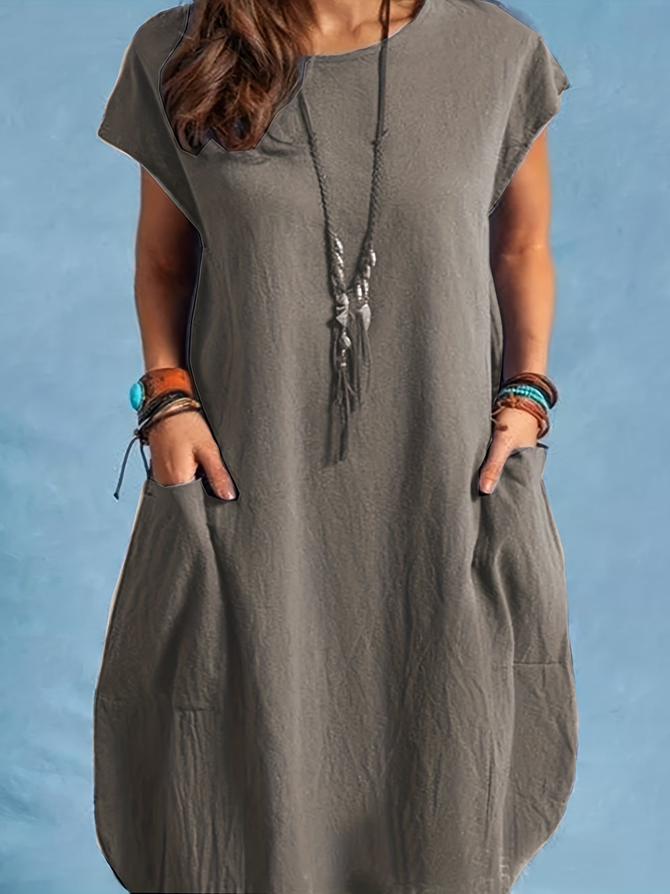 Damklänning Tunika Elegant Lös Passform Vardaglig Stil