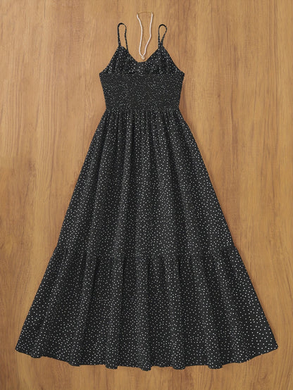 Dam Klänning Maxilång Prickig Elegant Sommarfest Vintage Stil
