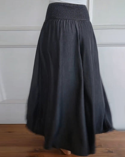 Dam Vida Byxkjol Elegant Bohemisk Stil med Hög Midja och Vida Ben – Perfekt för Vardag och Semester