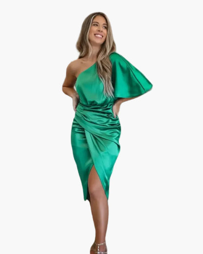 Kvinnors Asymmetrisk Midi Cocktailklänning – Elegant Fest- & Kvällsstil