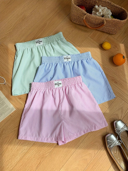 Damers randiga avslappnade pyjamasshorts – perfekt för vardagskomfort och sommar