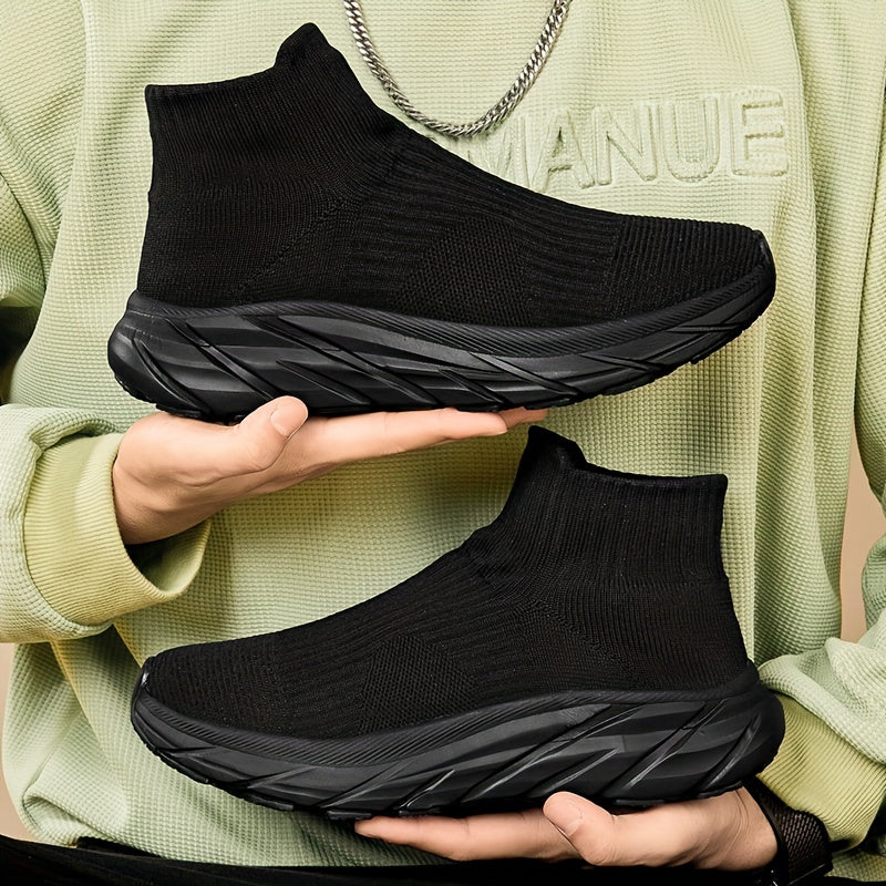 Strumpsneakers med stickad ovandel och tjock sula för komfort