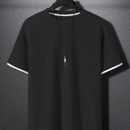 Herr T-shirt med modern struktur och avslappnad passform – trendig vardagsstil