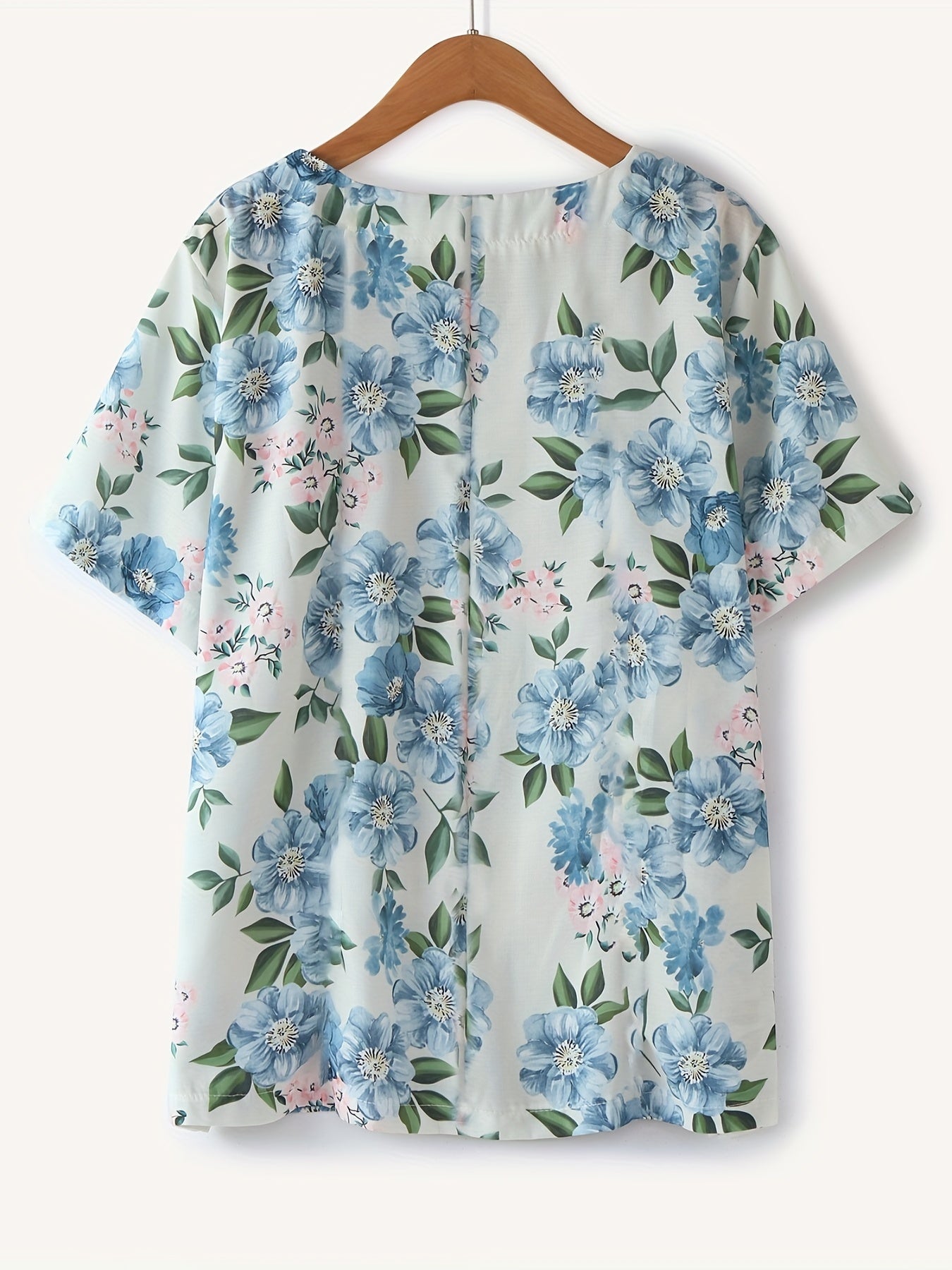 Dam Blus Vintage Blommig Kortärmad Sommartopp med Knappar