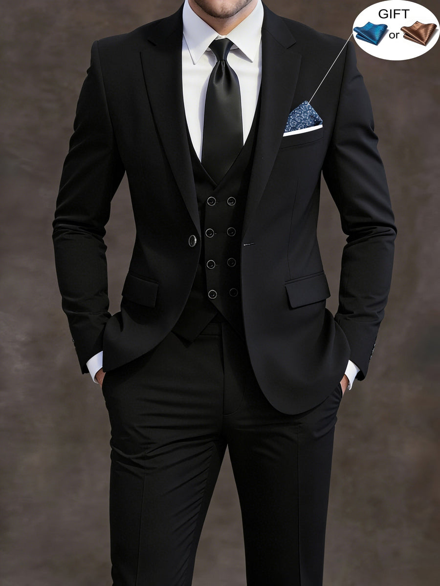 Men's 3-Piece Double-Breasted Slim Fit Suit