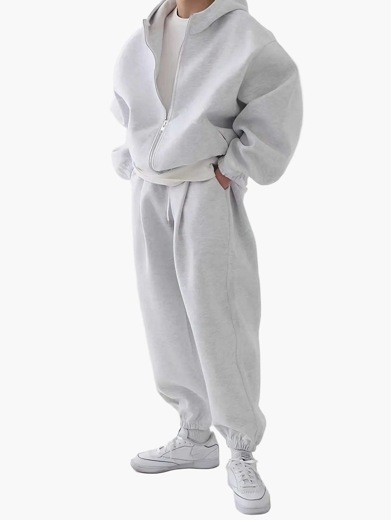 Herrarnas sportiga avslappnade set med hoodie och byxor – perfekt för träning och vardag