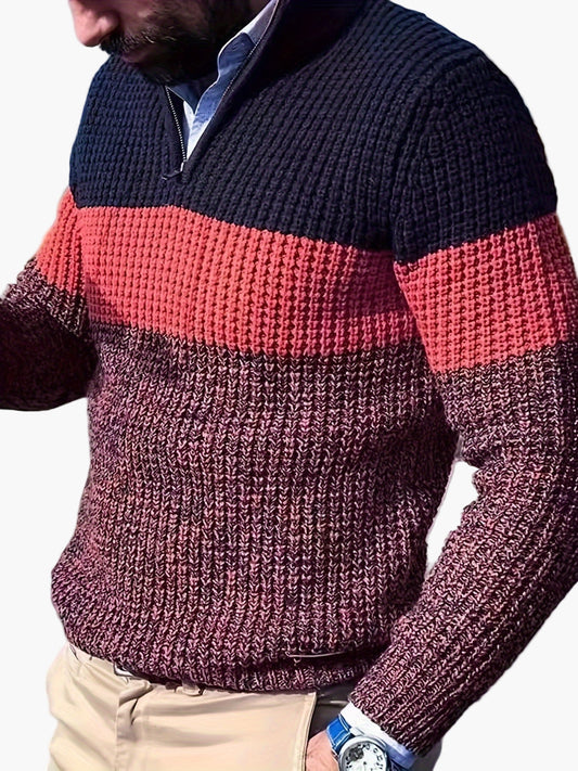 Herrtröja stickad med dragkedja – stilren och modern pullover för vuxna
