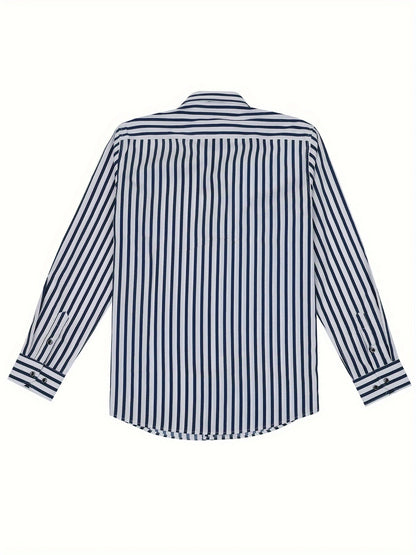 Herrskjorta Slim Fit Randig Stil för Vardagsbruk och Utekvällar