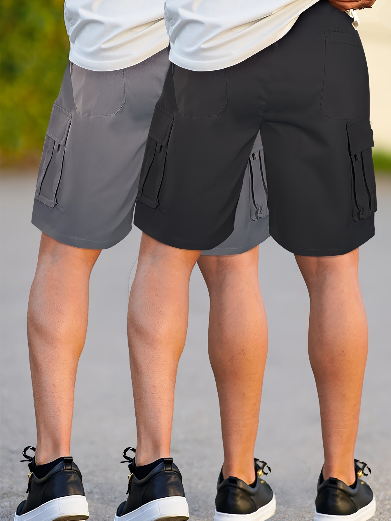 Herrarnas 2-pack avslappnade cargoshorts för utomhus och vardag
