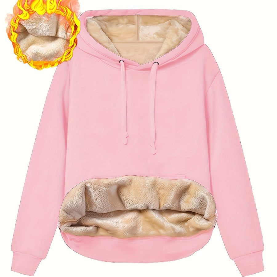 Fleecefodrad huvtröja med känguruficka och dragsko – Varm och mysig hoodie