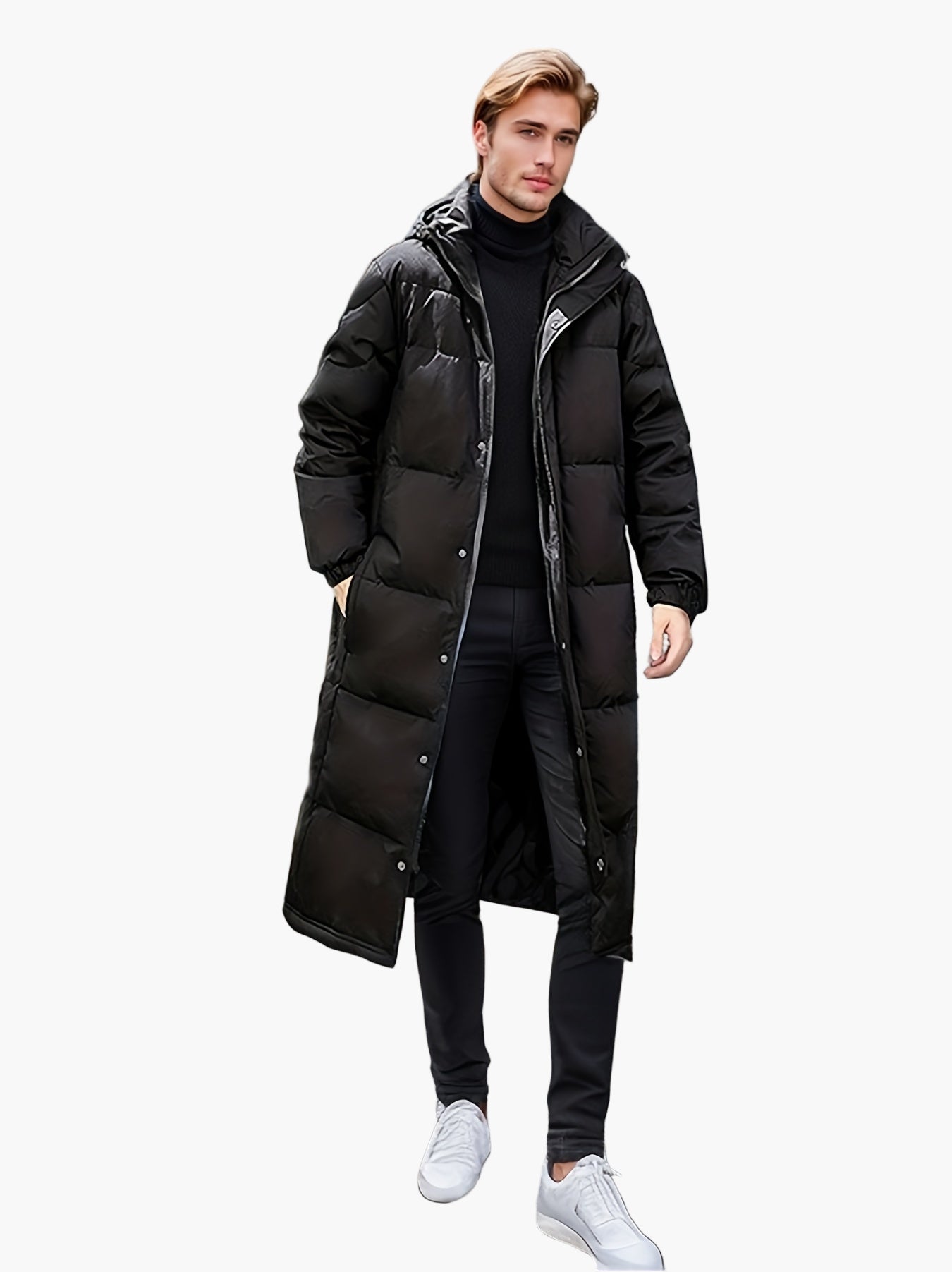 Herr Lång Dunstil Parkas Vinterjacka – Elegant Varm Ytterplagg för Vardagsbruk