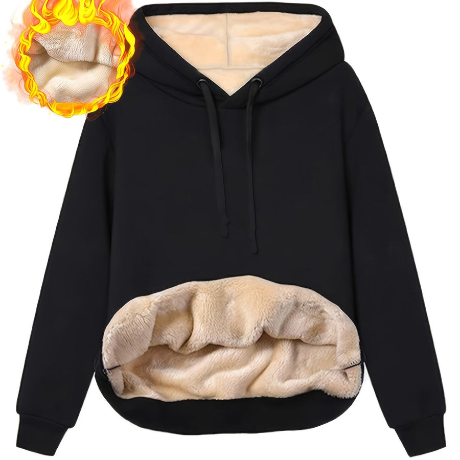 Fleecefodrad huvtröja med känguruficka och dragsko – Varm och mysig hoodie