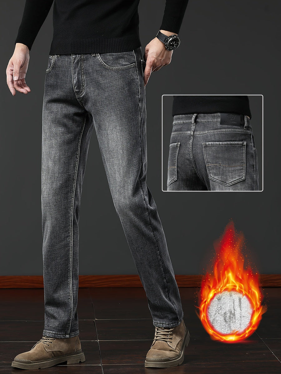 Jeans med foder för herr, blågrå eller mörkgrå