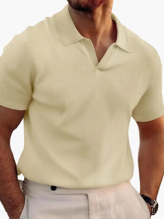 Herr Pikétröja Kortärmad V-krage Elegant Stil för Vardag och Fritid
