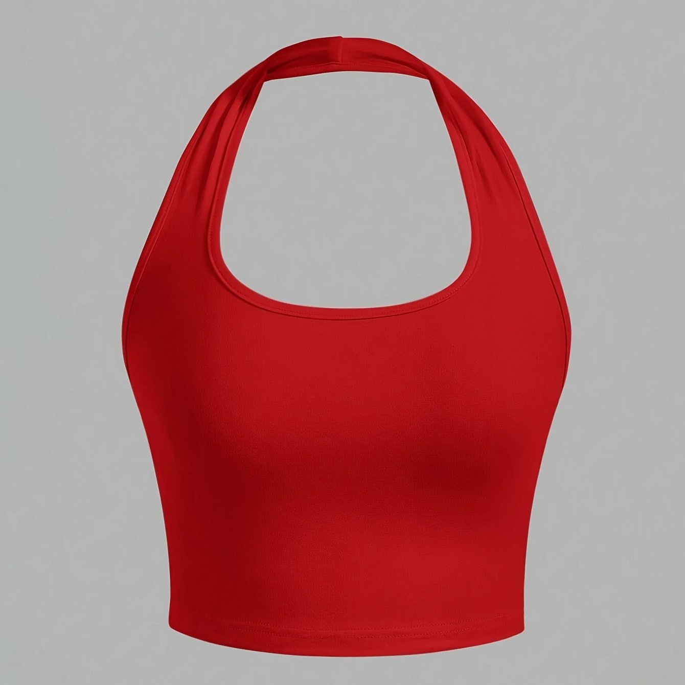 Dam Halterneck Crop Top med Öppen Rygg - Trendig Sommartopp för Vardag och Fest