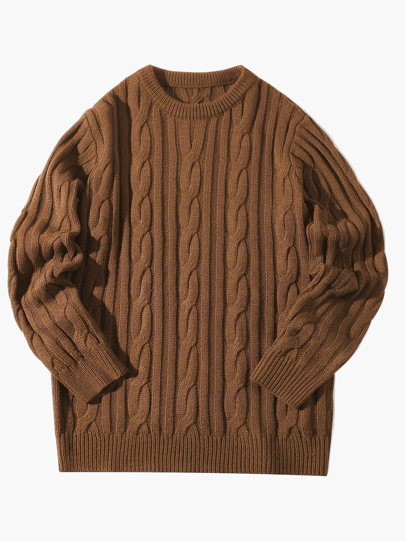 Herr Stickad Kabelmönstrad Tröja – Modern och Varm för Höst och Vinter, Casual Stil