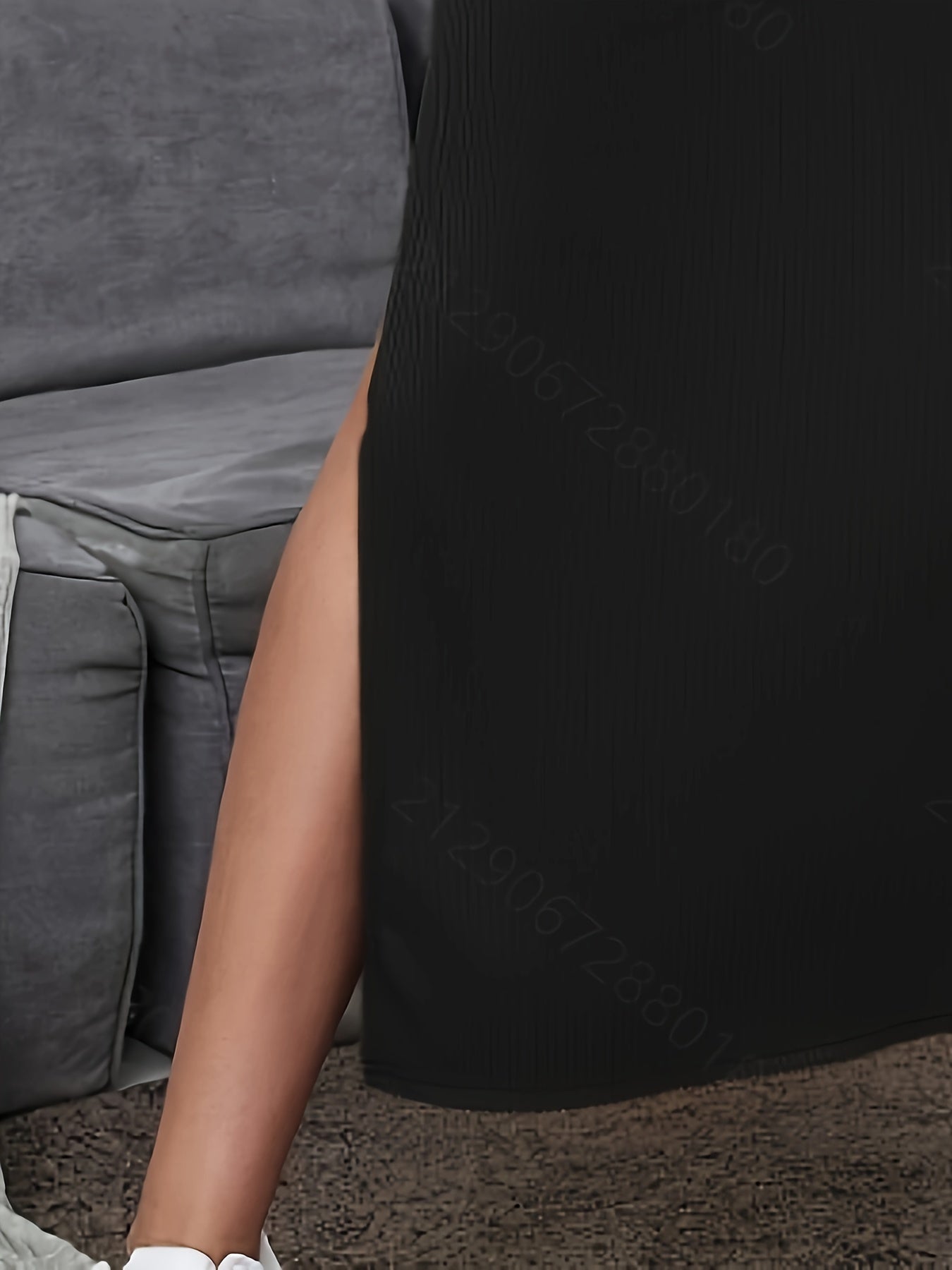 Dam Kjol Ribbad Med Slits Elegant Vardagsstil