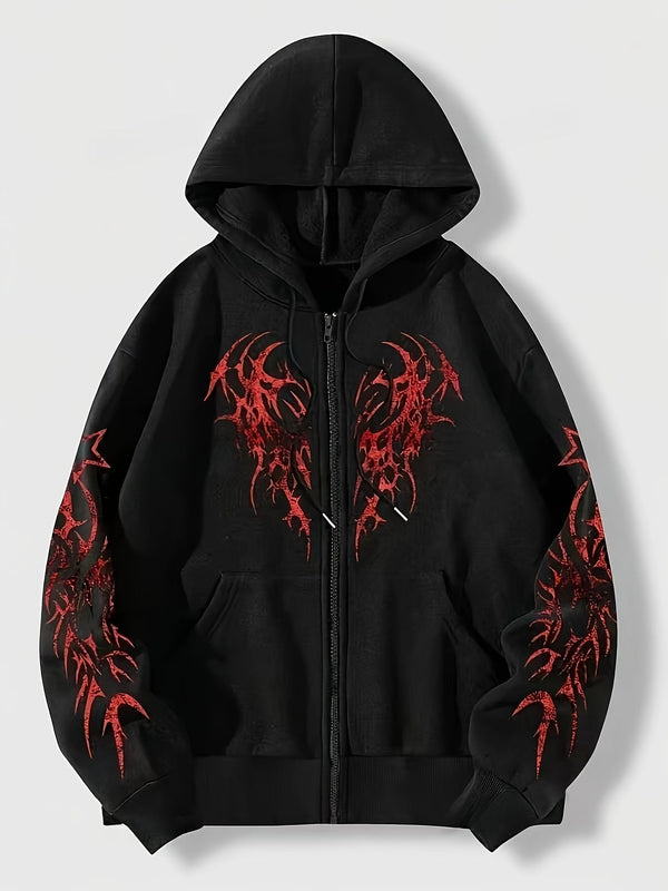 Unisex Hoodie med Dragkedja & Tribalmönster