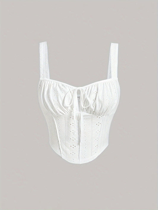 Dam Bustier Top med Knytning – Feminint och Trendigt Modeplagg för Vår och Sommar