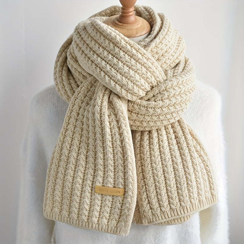 Stickad Halsduk med Ribbad Textur