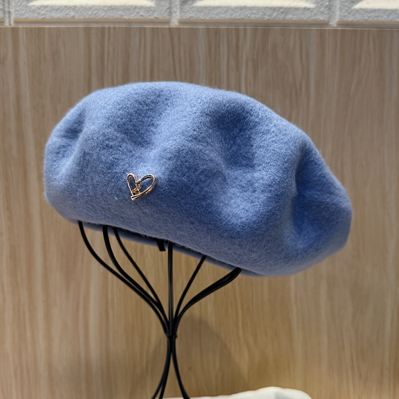 Women's Heart Charm Beret Hat