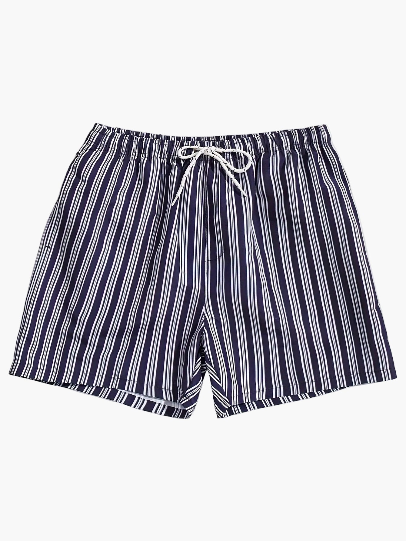 Herr Badshorts Randiga Lössittande – Perfekta för Strand och Pool, Fritidsstil