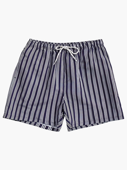 Herr Badshorts Randiga Lössittande – Perfekta för Strand och Pool, Fritidsstil