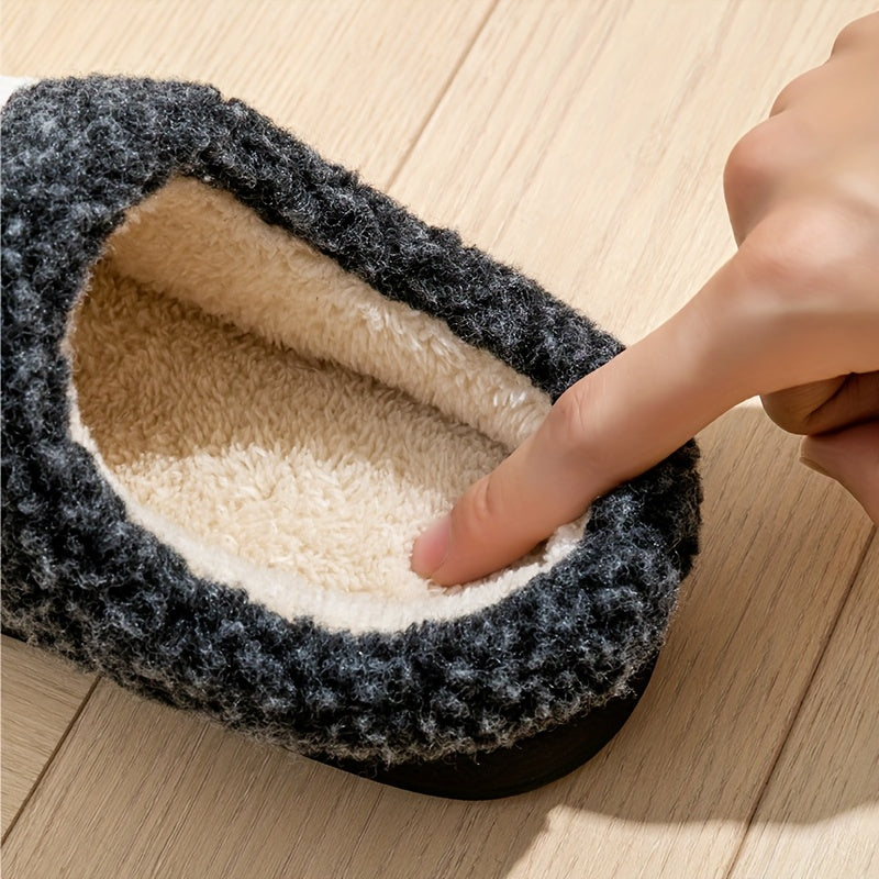 Mjuka tofflor med fuskpälsfoder och ribbad ovandel i textil