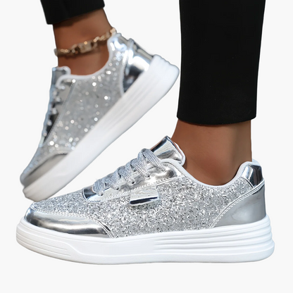 Dam Sneakers Plattform Glittrig Trendig Mode Promenadskor