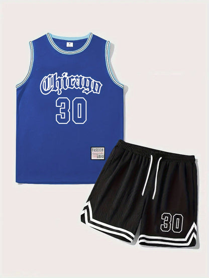 Herrarnas basketset – sportigt Chicago-inspirerat linne och shorts, perfekt för träning och fritid
