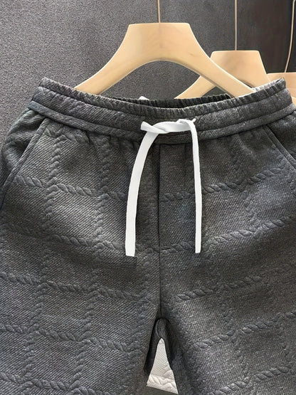 Herrshorts med Präglat Rutmönster – Modern Sportig Stil för Fritid och Träning