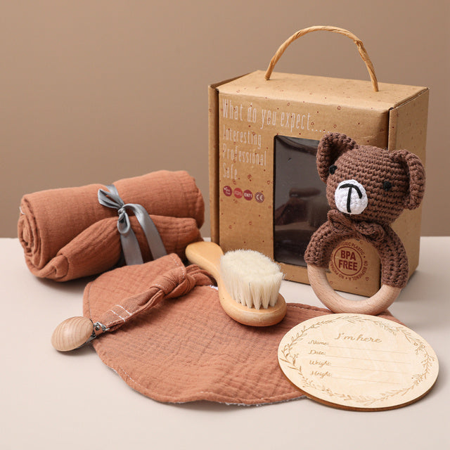 Unisex Baby Presentset med Djurtema – Perfekt Gåva för Nyfödda och Babyshower